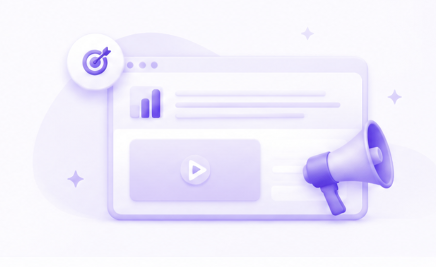 Brand campaign dashboard with megaphone and analytics